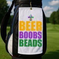 Beer Boobs Beads Mardi Gras Celebration Golf Towel thumb 2