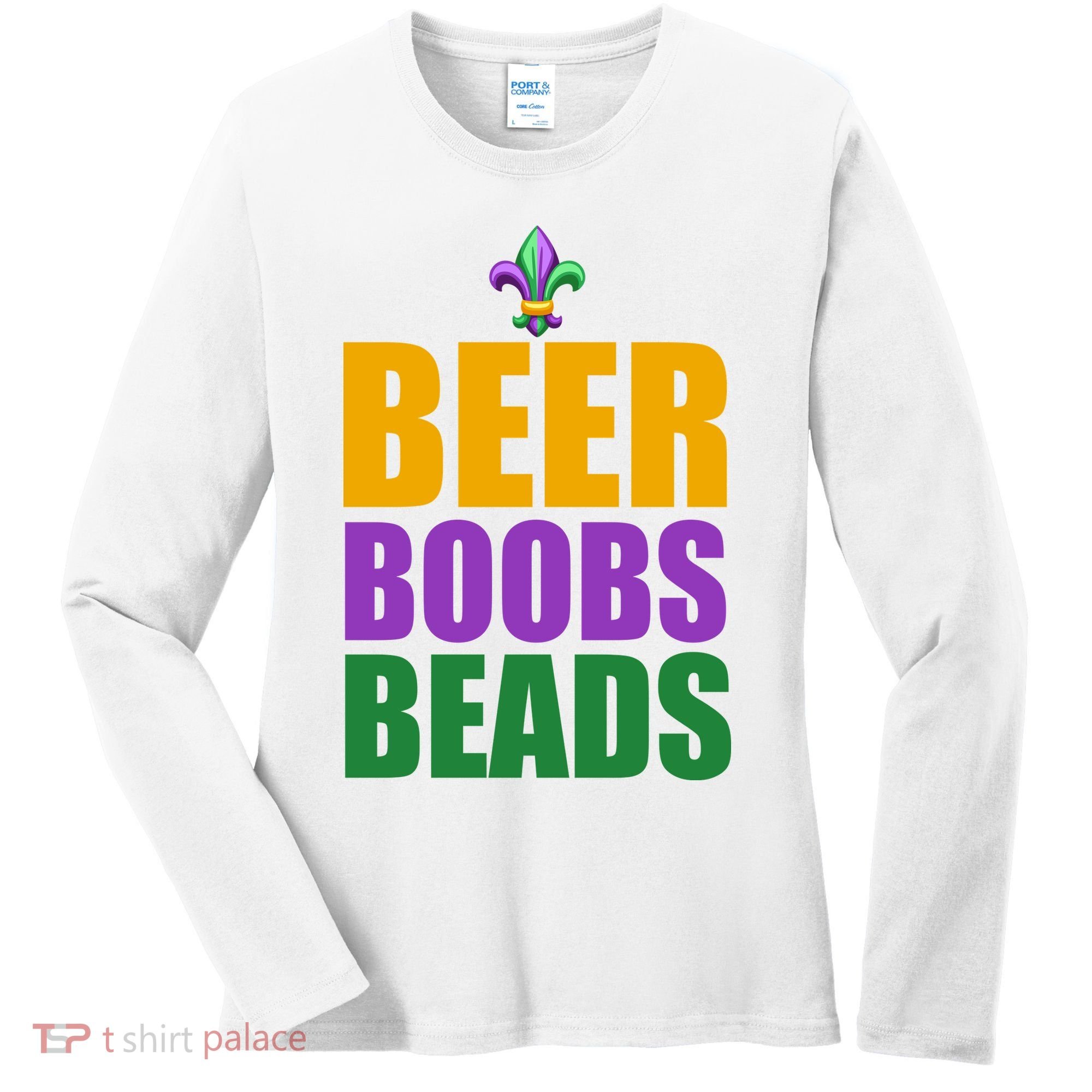 Beer Boobs Beads Mardi Gras Celebration Women's Long Sleeve Shirt