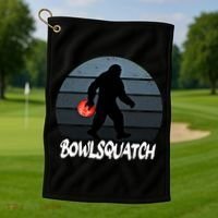 Bowlsquatch Bigfoot Bowling Ball Sasquatch Bowler Squatch Gift Golf Towel thumb 1