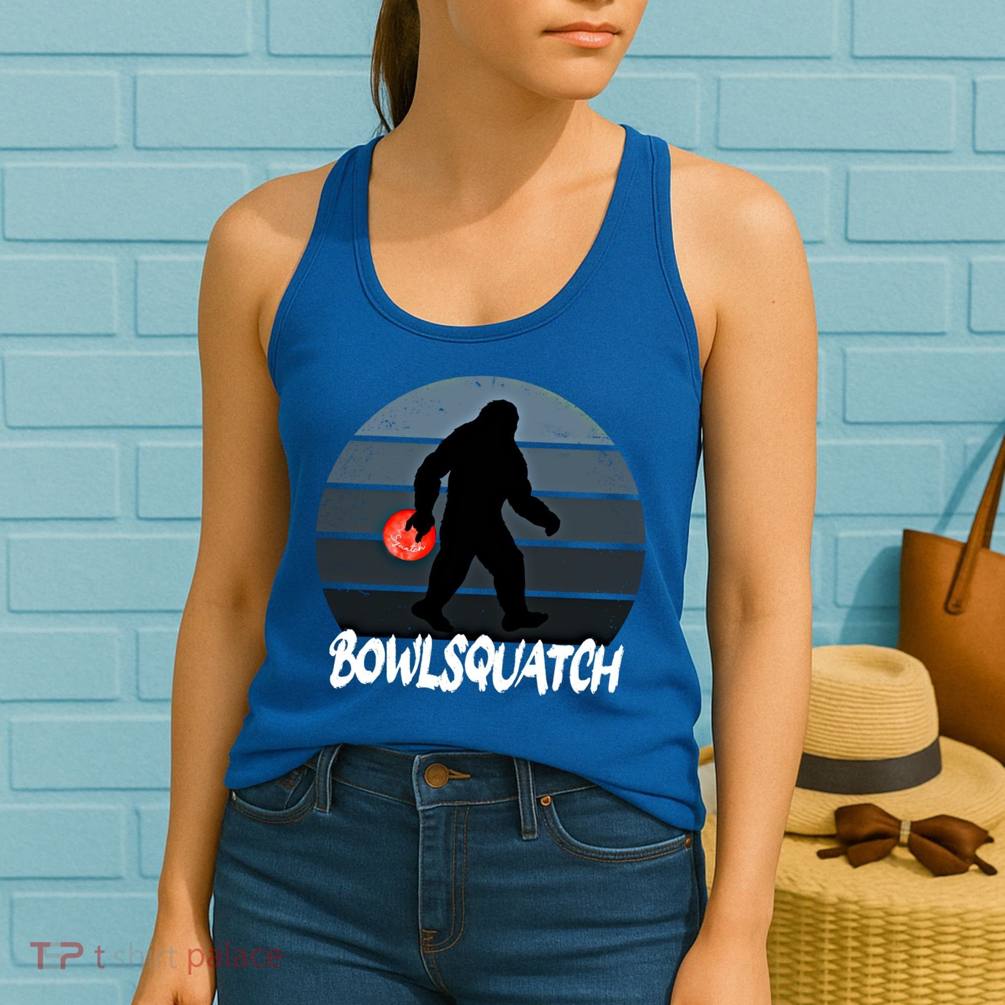 Bowlsquatch Bigfoot Bowling Ball Sasquatch Bowler Squatch Gift Women's Tank Top