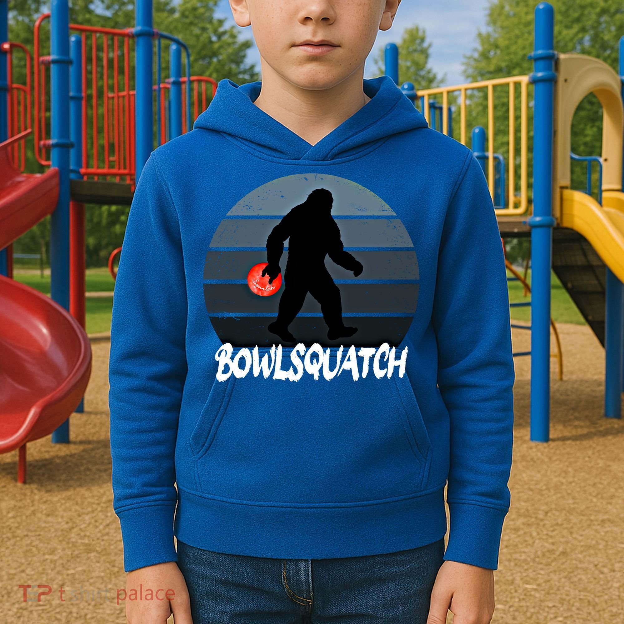 Bowlsquatch Bigfoot Bowling Ball Sasquatch Bowler Squatch Gift Kids Hoodie