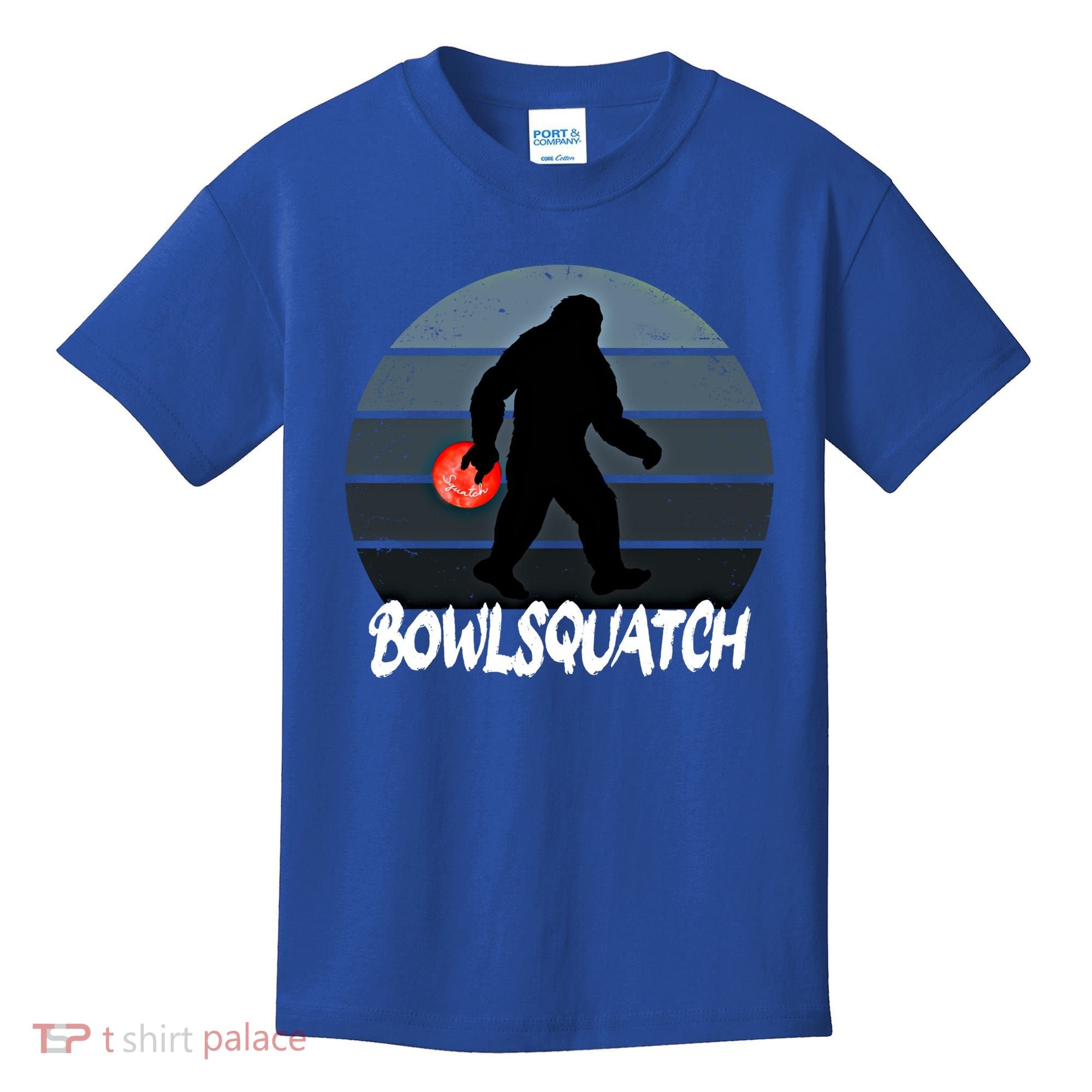 Bowlsquatch Bigfoot Bowling Ball Sasquatch Bowler Squatch Gift Kids T-Shirt