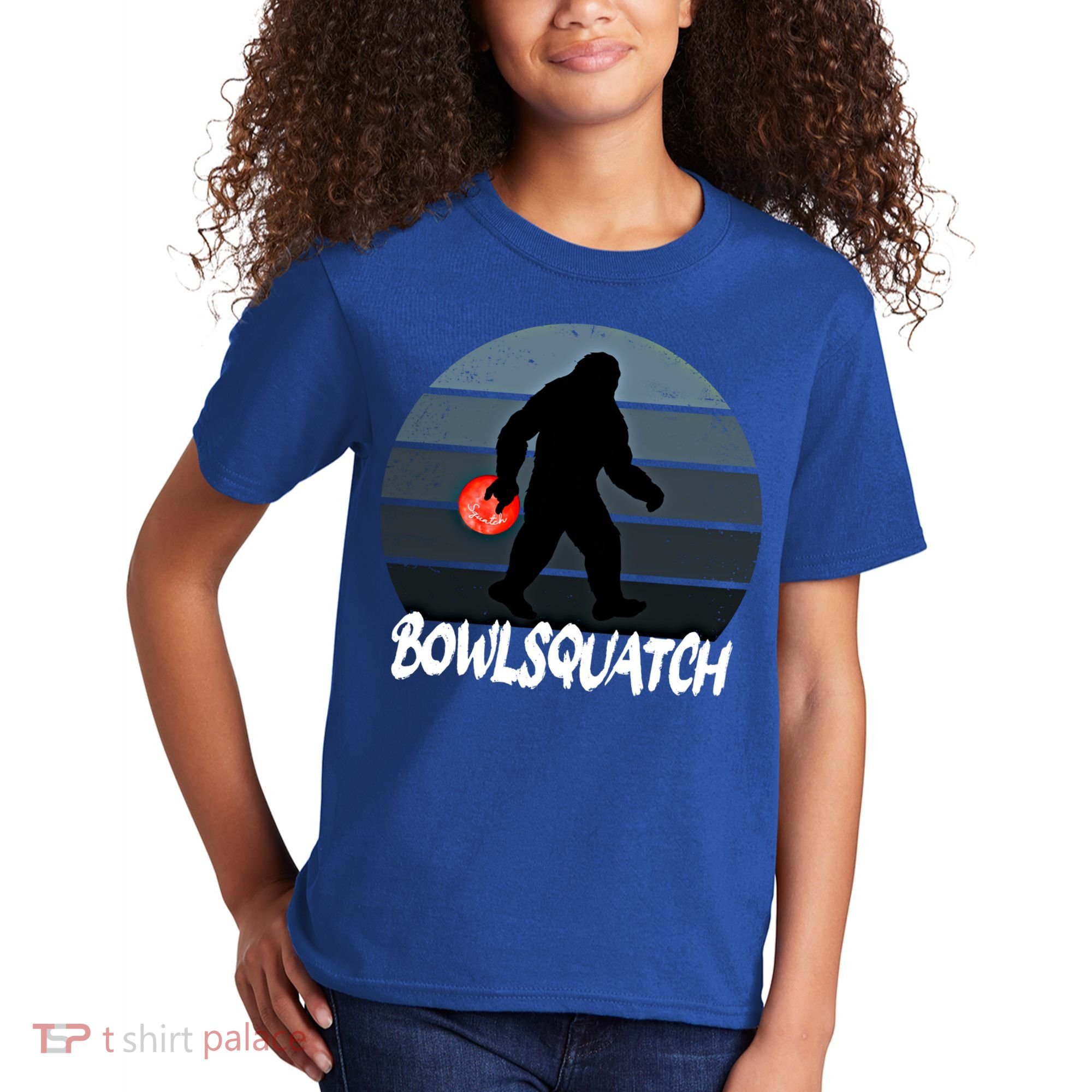 Bowlsquatch Bigfoot Bowling Ball Sasquatch Bowler Squatch Gift Kids T-Shirt