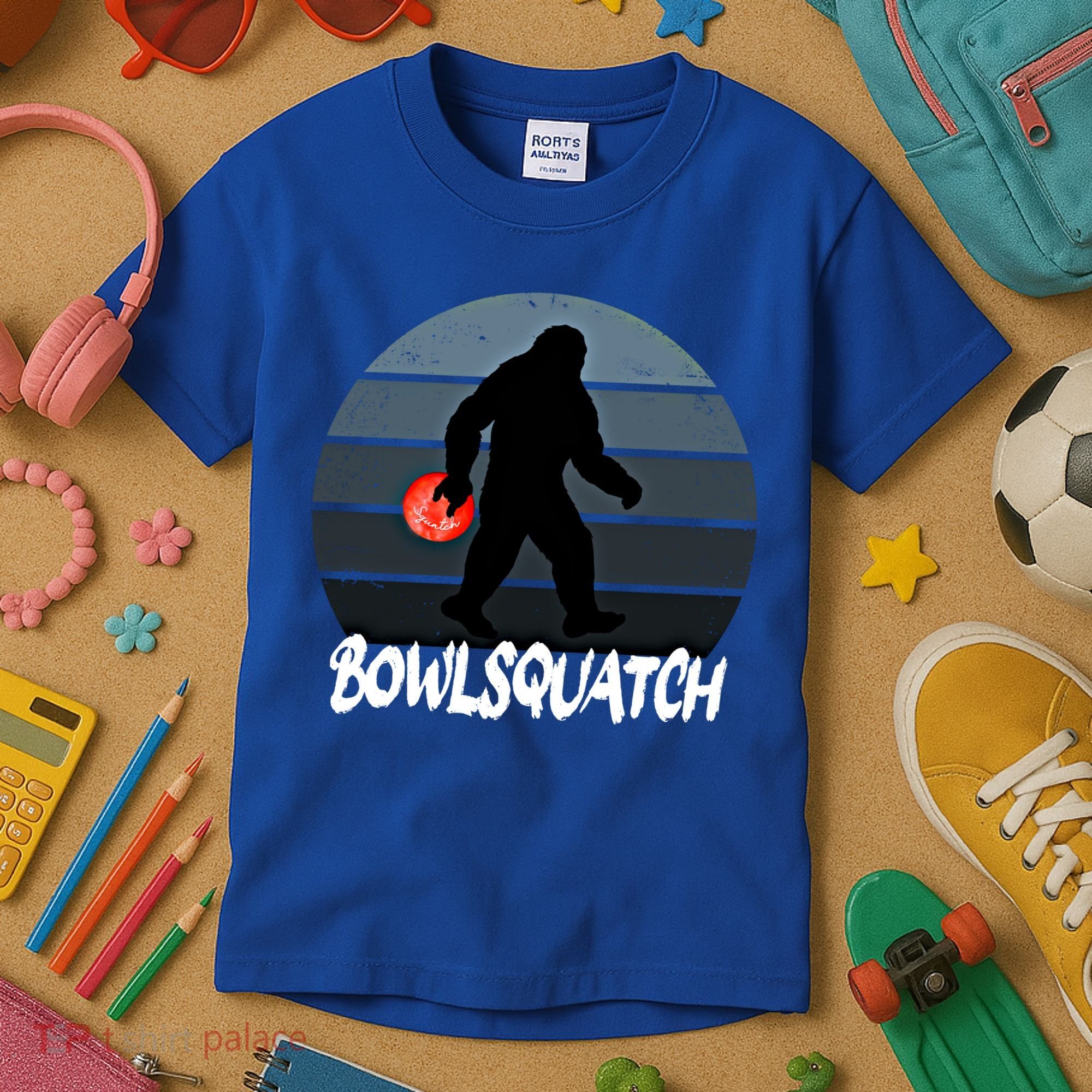 Bowlsquatch Bigfoot Bowling Ball Sasquatch Bowler Squatch Gift Kids T-Shirt