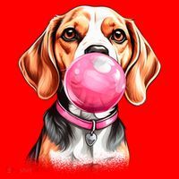 Beagle Bubblegum Santa Hat thumb 1