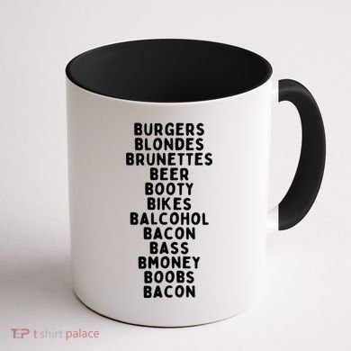 Beers Burgers Blondes Coffee Mug back