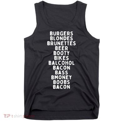 Beers Burgers Blondes Tank Top