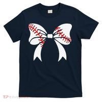 Baseball Bow Baseball Mom Mothers Day Women Baseball Mama T-Shirt thumb 0