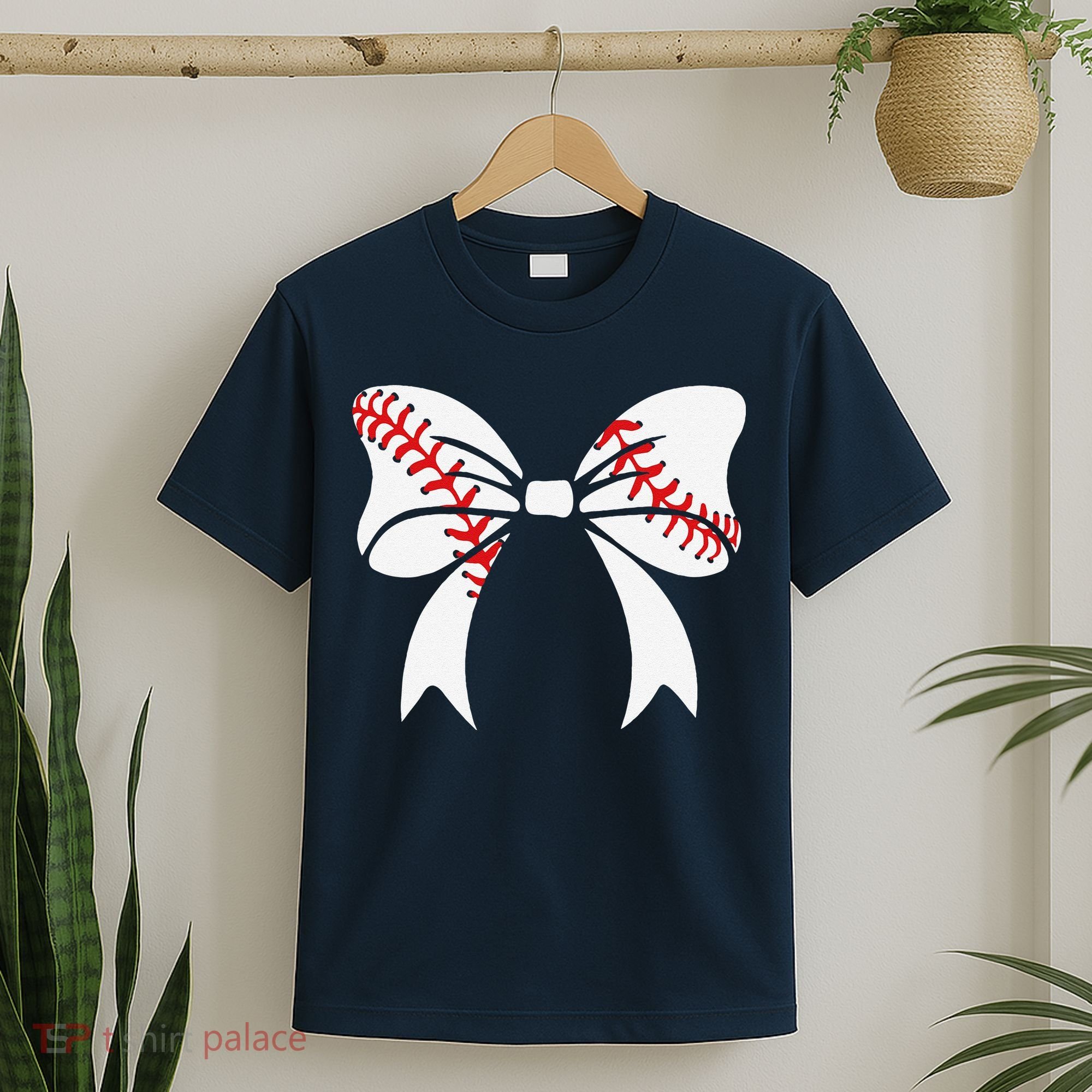 Baseball Bow Baseball Mom Mothers Day Women Baseball Mama T-Shirt
