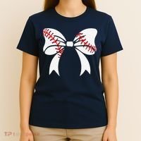 Baseball Bow Baseball Mom Mothers Day Women Baseball Mama T-Shirt thumb 4