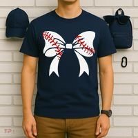 Baseball Bow Baseball Mom Mothers Day Women Baseball Mama T-Shirt thumb 6