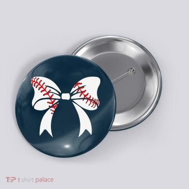 Baseball Bow Baseball Mom Mothers Day Women Baseball Mama Button