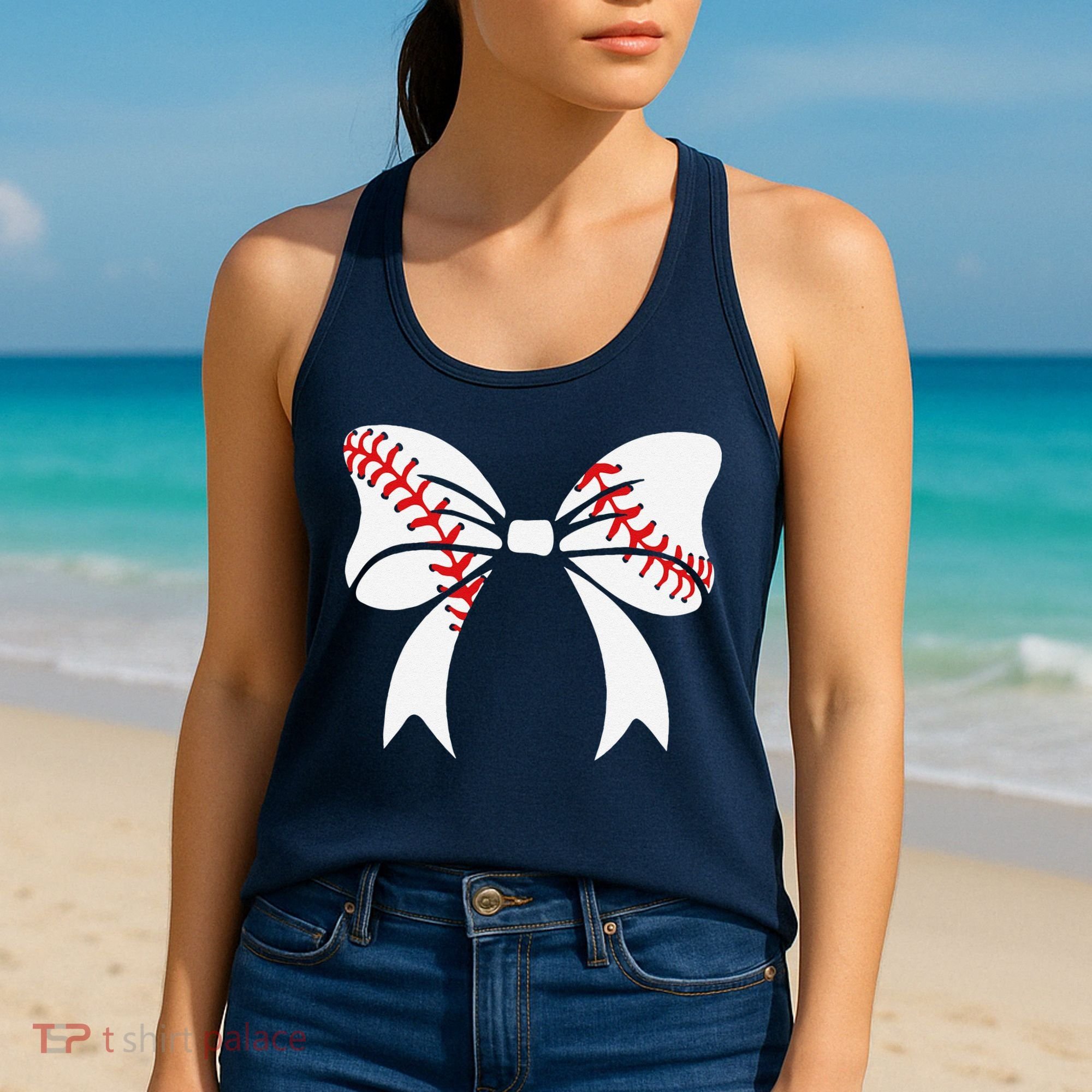 Baseball Bow Baseball Mom Mothers Day Women Baseball Mama Women's Tank Top