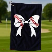 Baseball Bow Baseball Mom Mothers Day Women Baseball Mama Golf Towel thumb 1