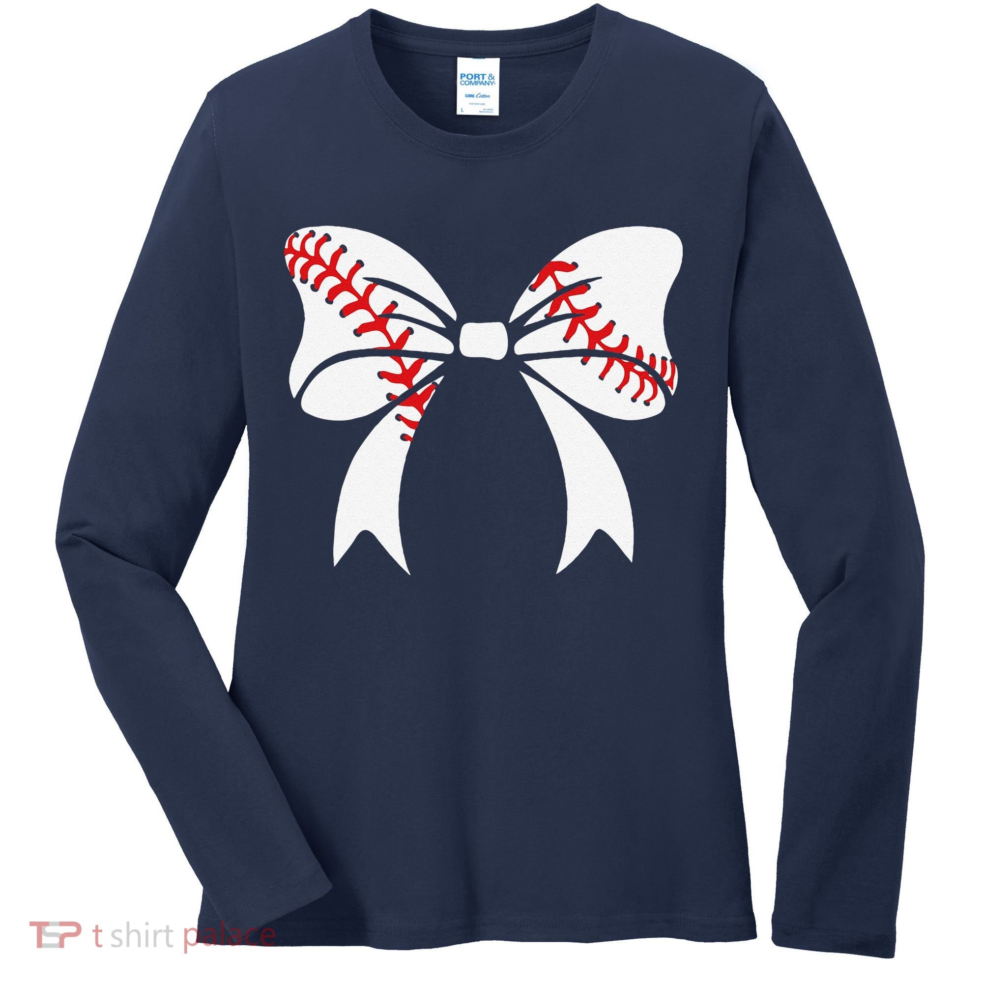 Baseball Bow Baseball Mom Mothers Day Women Baseball Mama Women's Long Sleeve Shirt