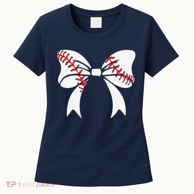 Baseball Bow Baseball Mom Mothers Day Women Baseball Mama Women's T-Shirt
