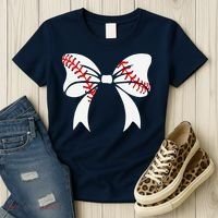 Baseball Bow Baseball Mom Mothers Day Women Baseball Mama Women's T-Shirt thumb 3