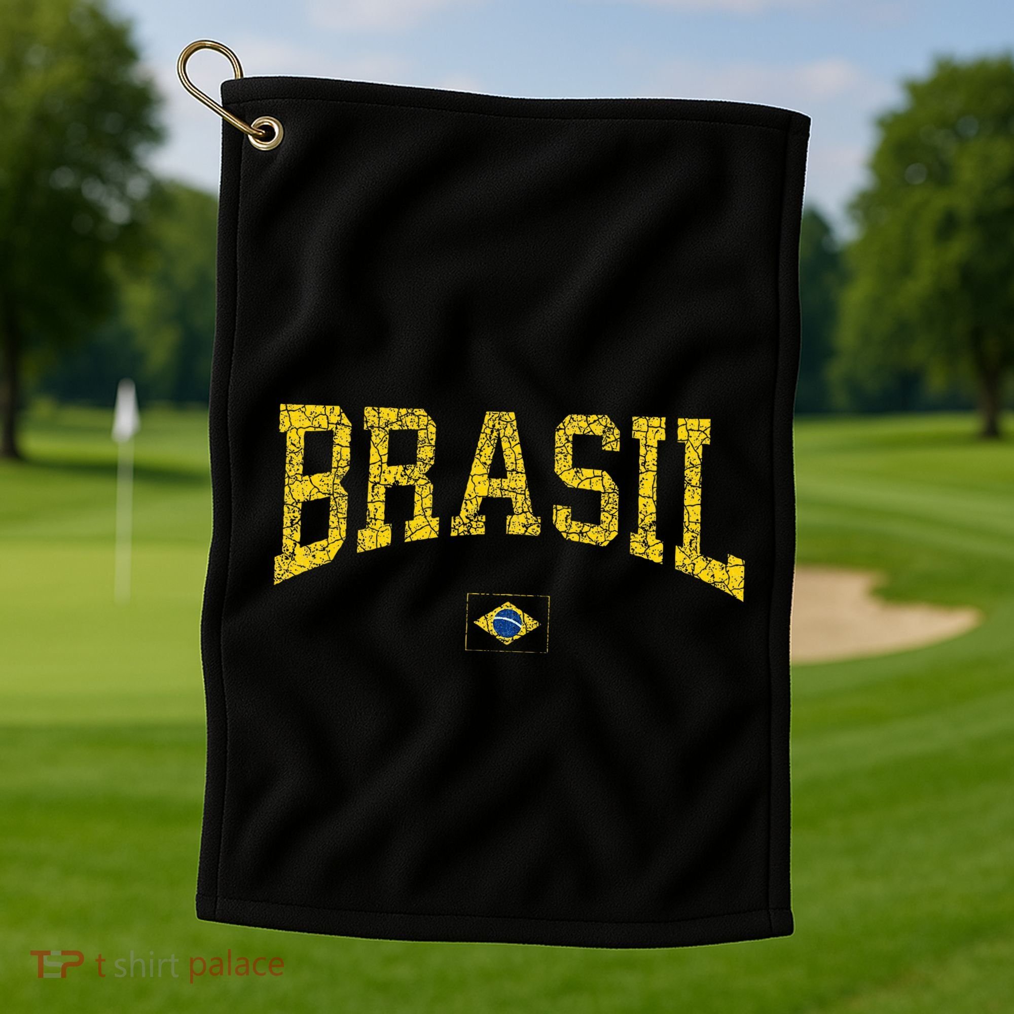 Brazil Brasil Brazilian Flag Green Golf Towel
