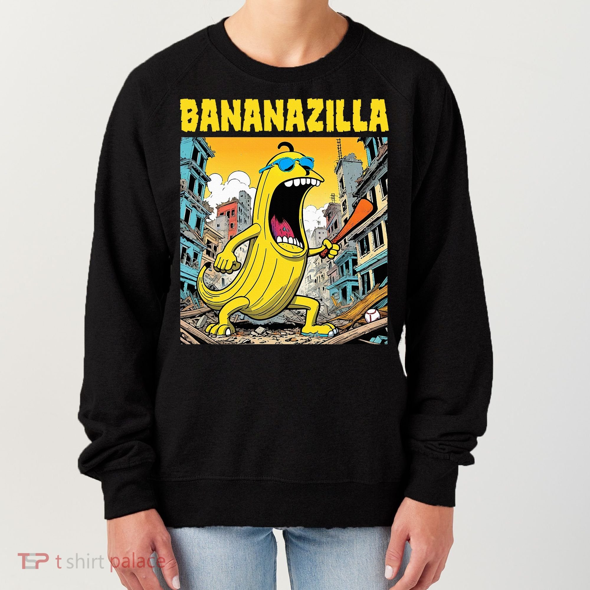 Bananazilla Banana Baseball Monster Bananas Women's Sweatshirt