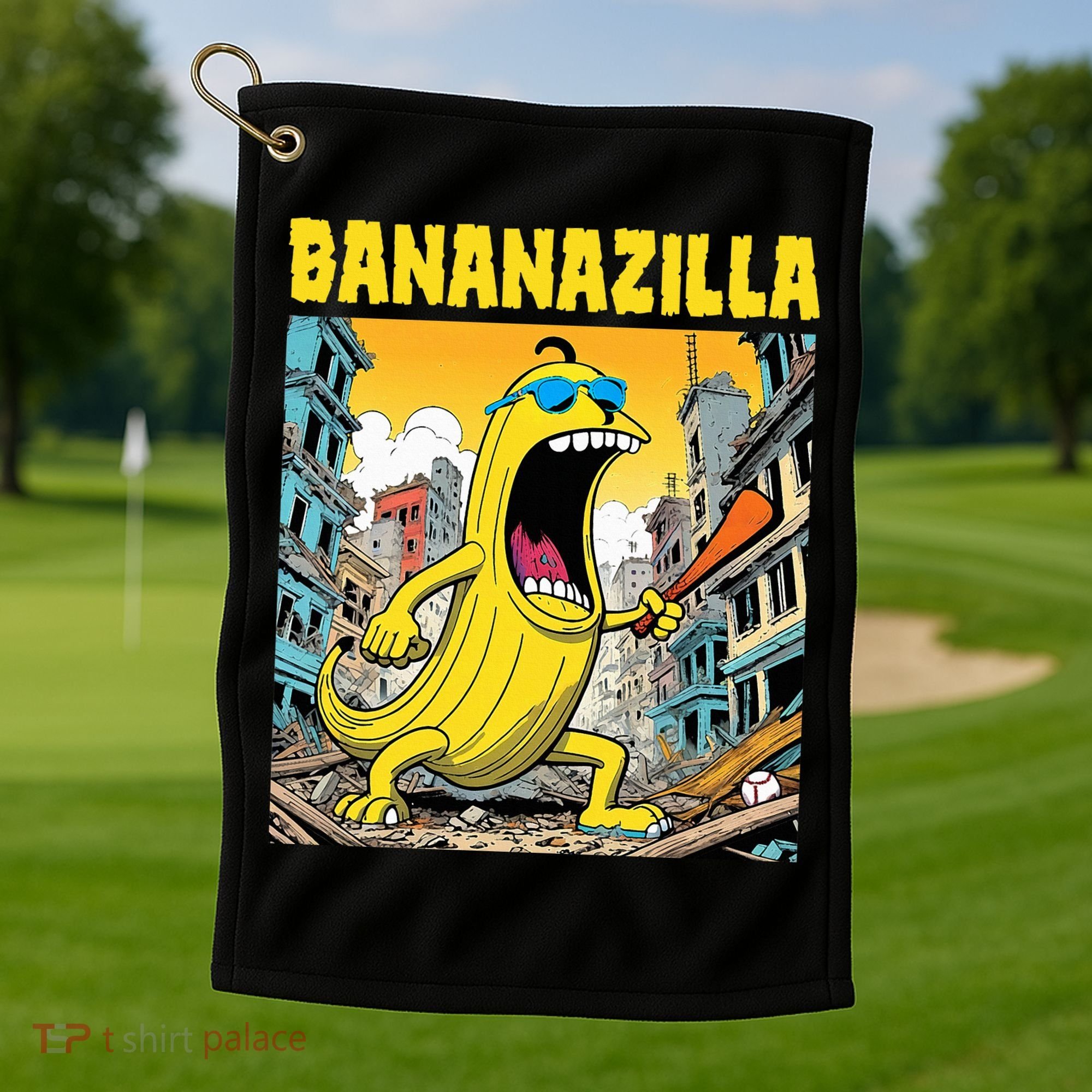 Bananazilla Banana Baseball Monster Bananas Golf Towel