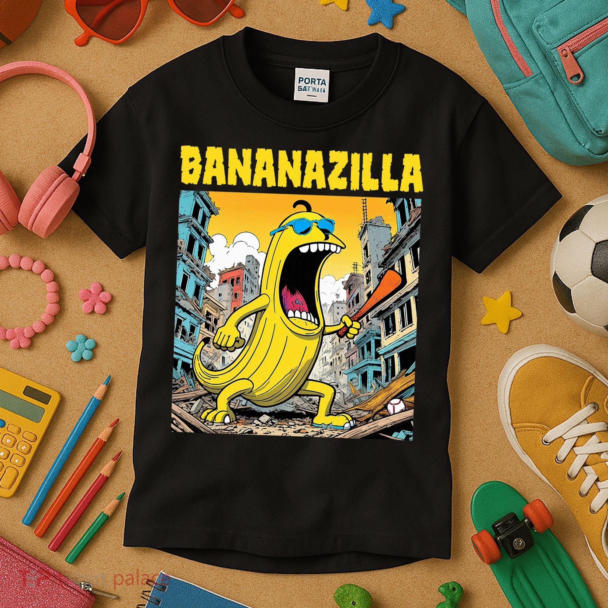 Bananazilla Banana Baseball Monster Bananas Kids T-Shirt