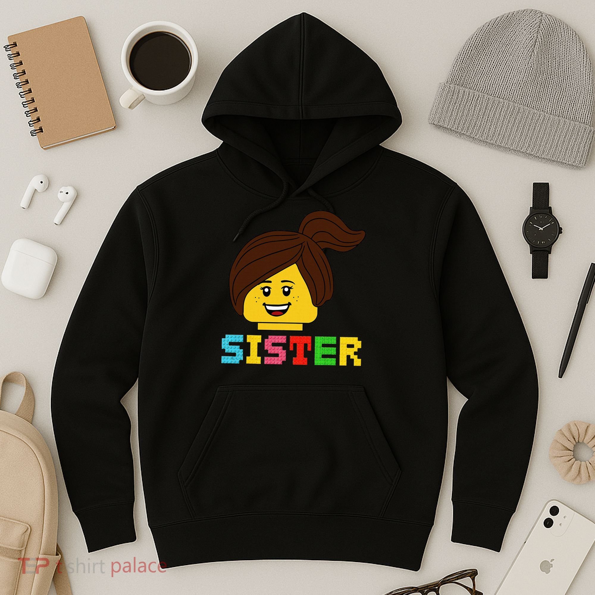 Building Bricks Blocks Sister Master Builder Family Matching Hoodie