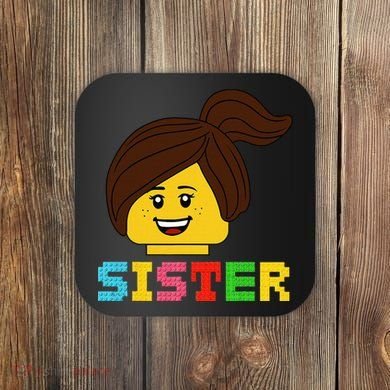 Building Bricks Blocks Sister Master Builder Family Matching Coaster