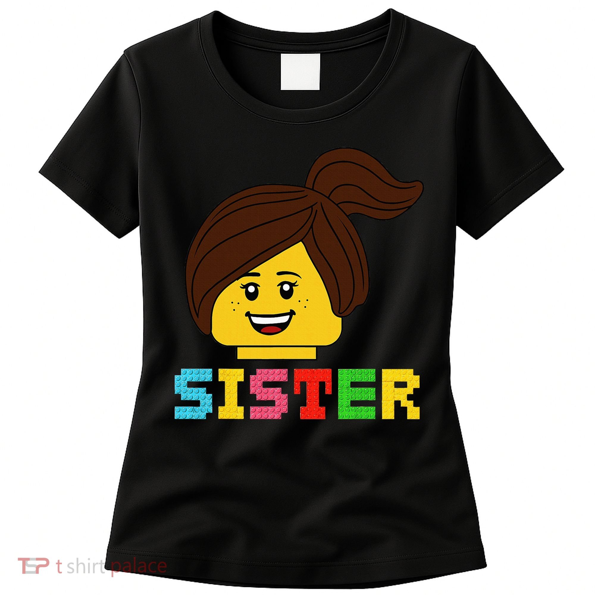 Building Bricks Blocks Sister Master Builder Family Matching Women's T-Shirt