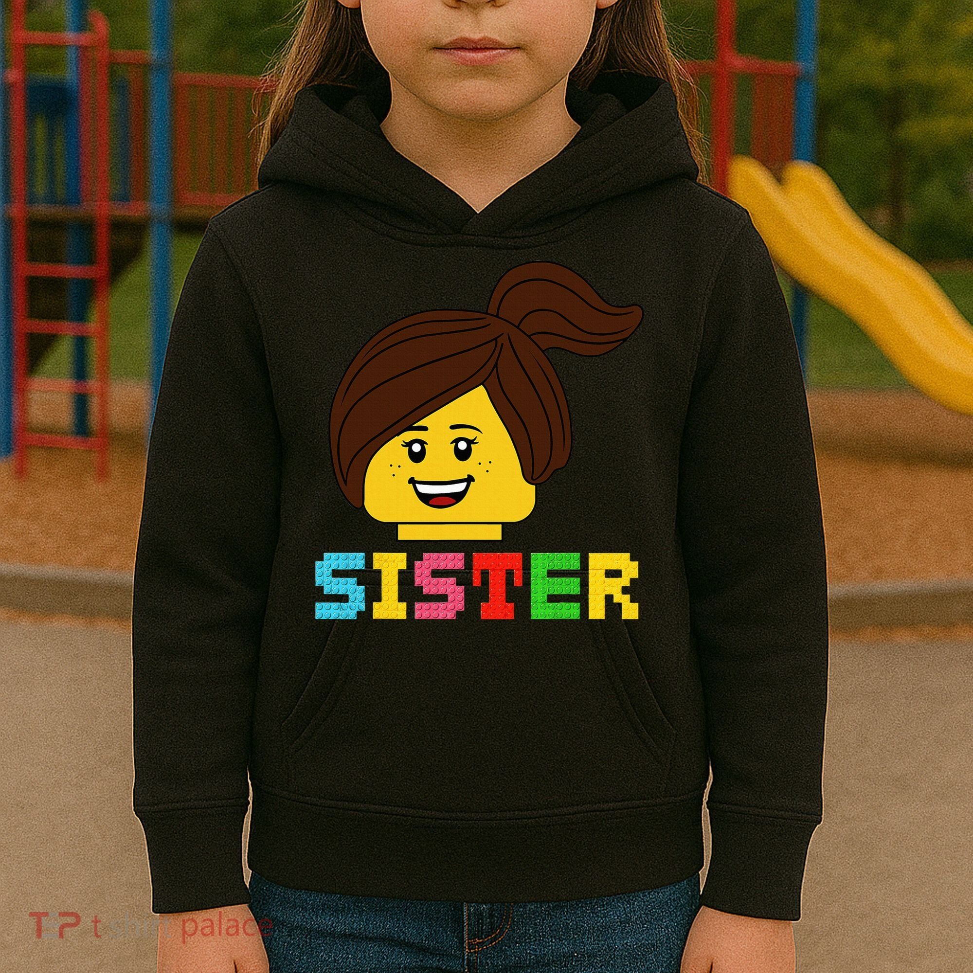 Building Bricks Blocks Sister Master Builder Family Matching Kids Hoodie