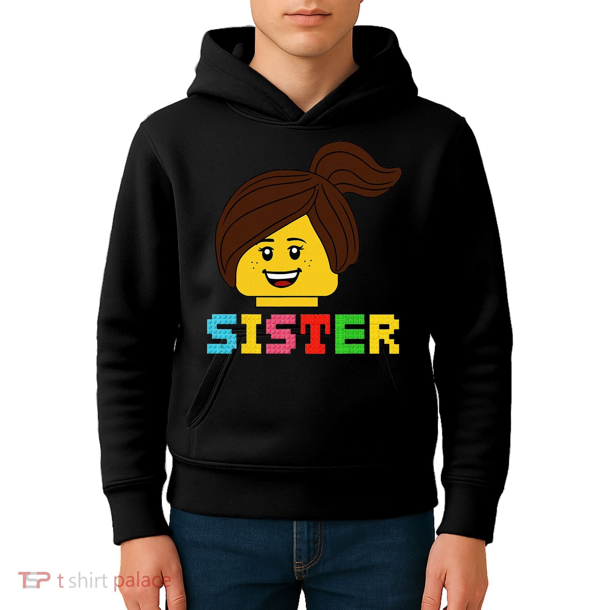 Building Bricks Blocks Sister Master Builder Family Matching Kids Hoodie
