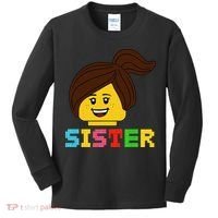 Building Bricks Blocks Sister Master Builder Family Matching Kids Long Sleeve Shirt thumb 0