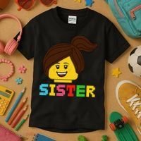 Building Bricks Blocks Sister Master Builder Family Matching Kids T-Shirt thumb 3