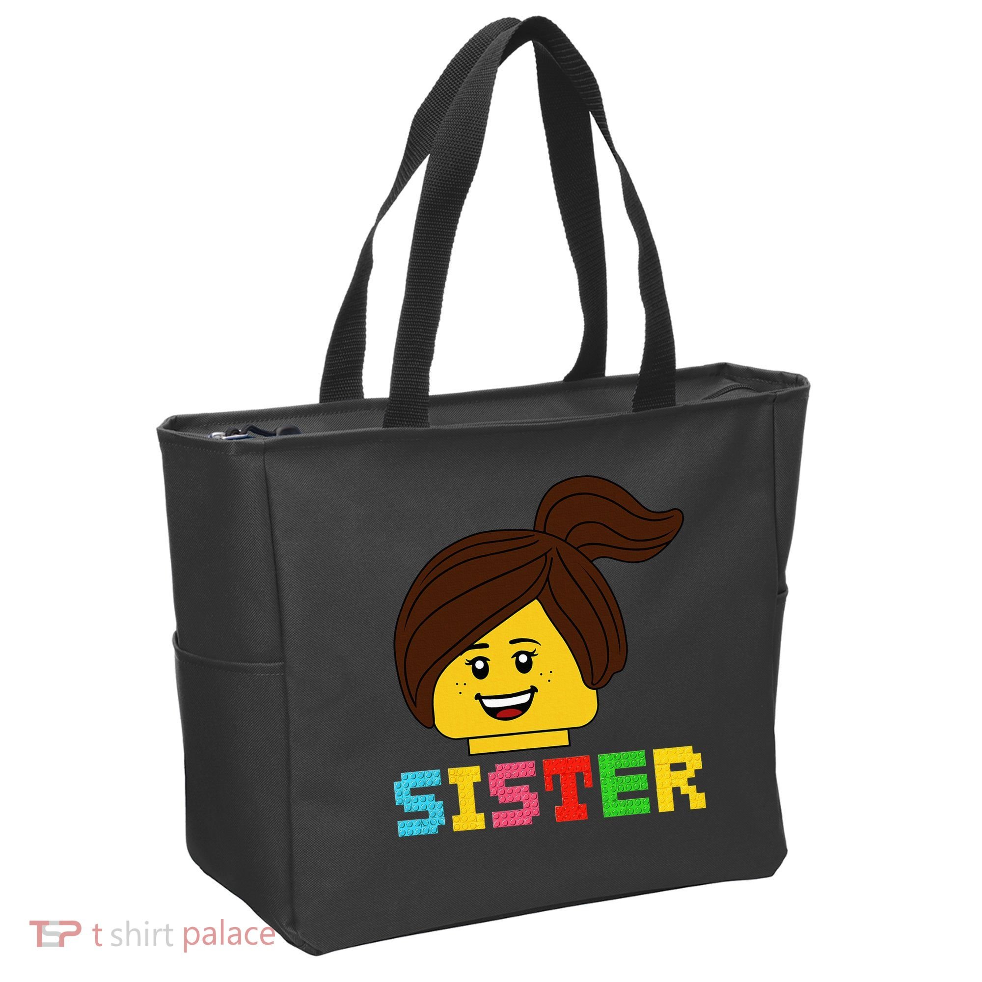 Building Bricks Blocks Sister Master Builder Family Matching Tote Bag