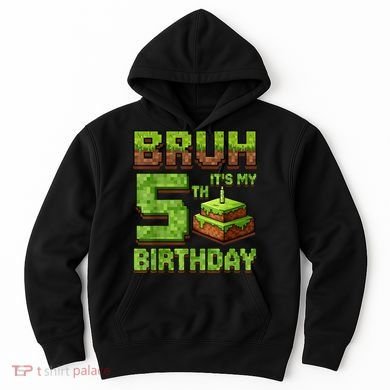 Birthday Boy Bruh It'S My 5th Birthday Game Pixel Hoodie