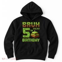 Birthday Boy Bruh It'S My 5th Birthday Game Pixel Hoodie thumb 0