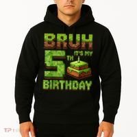 Birthday Boy Bruh It'S My 5th Birthday Game Pixel Hoodie thumb 2