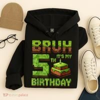 Birthday Boy Bruh It'S My 5th Birthday Game Pixel Hoodie thumb 4