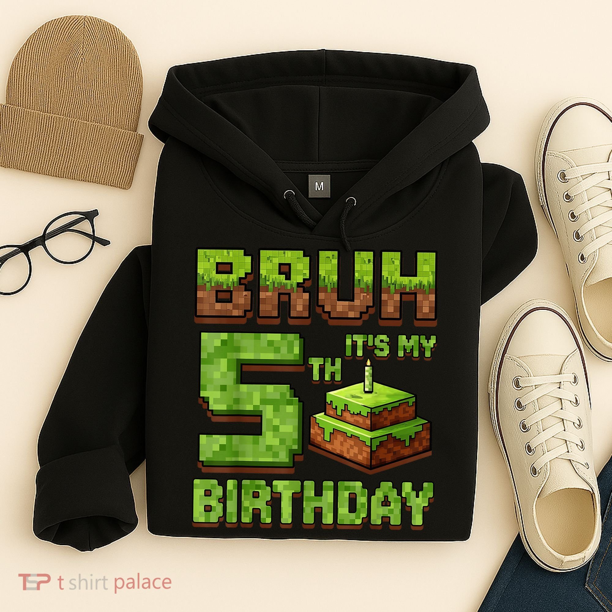 Birthday Boy Bruh It'S My 5th Birthday Game Pixel Hoodie