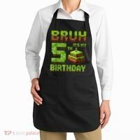 Birthday Boy Bruh It'S My 5th Birthday Game Pixel Apron thumb 2