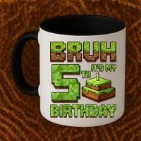Birthday Boy Bruh It'S My 5th Birthday Game Pixel Coffee Mug thumb 2