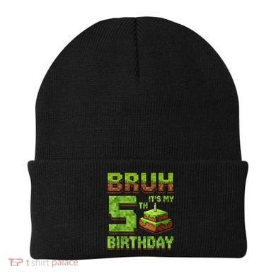 Birthday Boy Bruh It'S My 5th Birthday Game Pixel Beanie