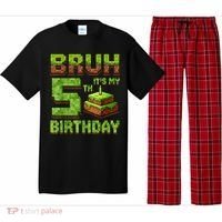 Birthday Boy Bruh It'S My 5th Birthday Game Pixel Pajama Set thumb 0
