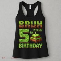 Birthday Boy Bruh It'S My 5th Birthday Game Pixel Women's Tank Top thumb 3