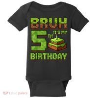 Birthday Boy Bruh It'S My 5th Birthday Game Pixel Baby Bodysuit thumb 0