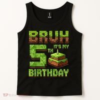 Birthday Boy Bruh It'S My 5th Birthday Game Pixel Tank Top thumb 2