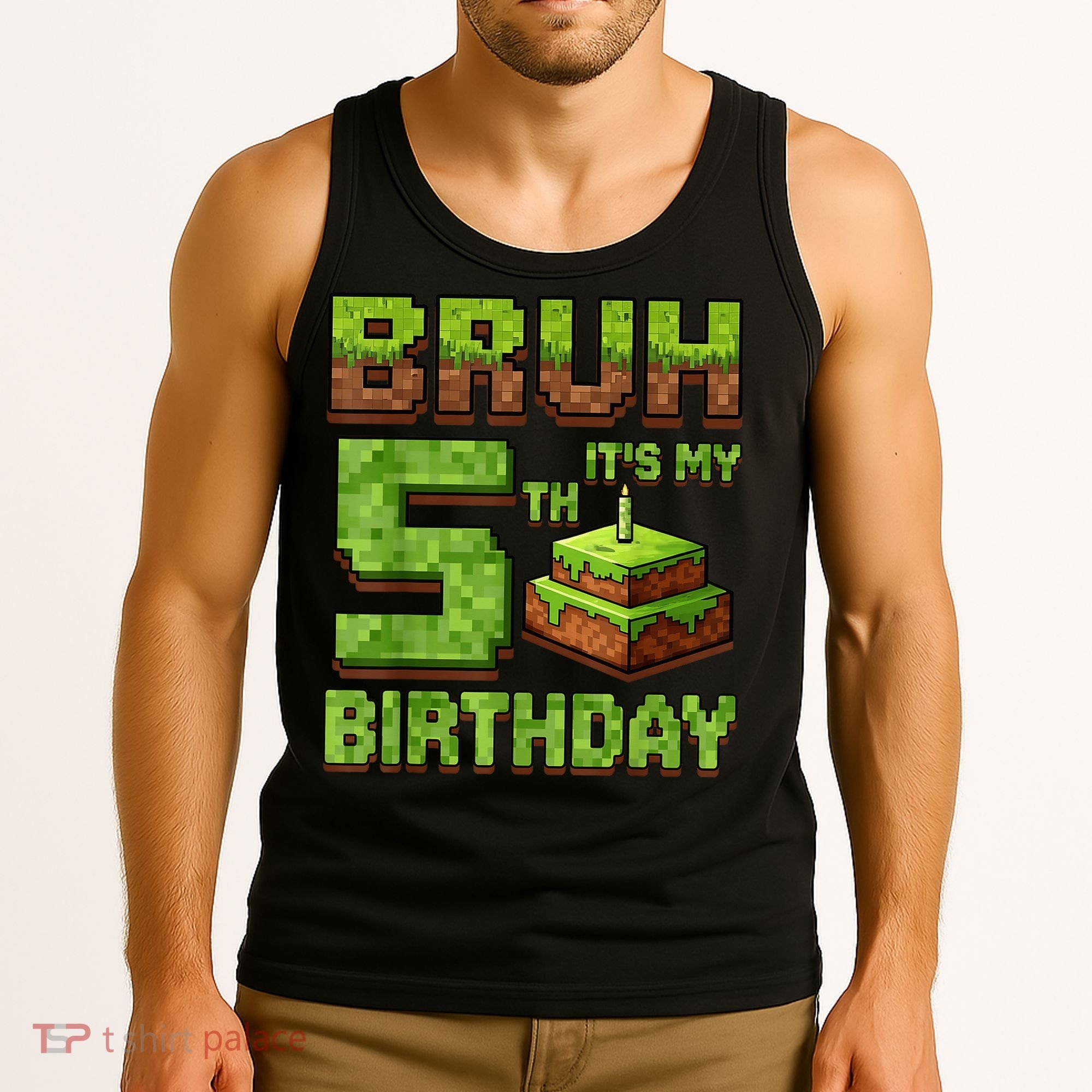 Birthday Boy Bruh It'S My 5th Birthday Game Pixel Tank Top