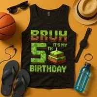 Birthday Boy Bruh It'S My 5th Birthday Game Pixel Tank Top thumb 4