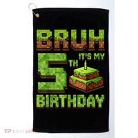 Birthday Boy Bruh It'S My 5th Birthday Game Pixel Golf Towel thumb 0