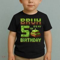 Birthday Boy Bruh It'S My 5th Birthday Game Pixel Toddler T-Shirt thumb 2