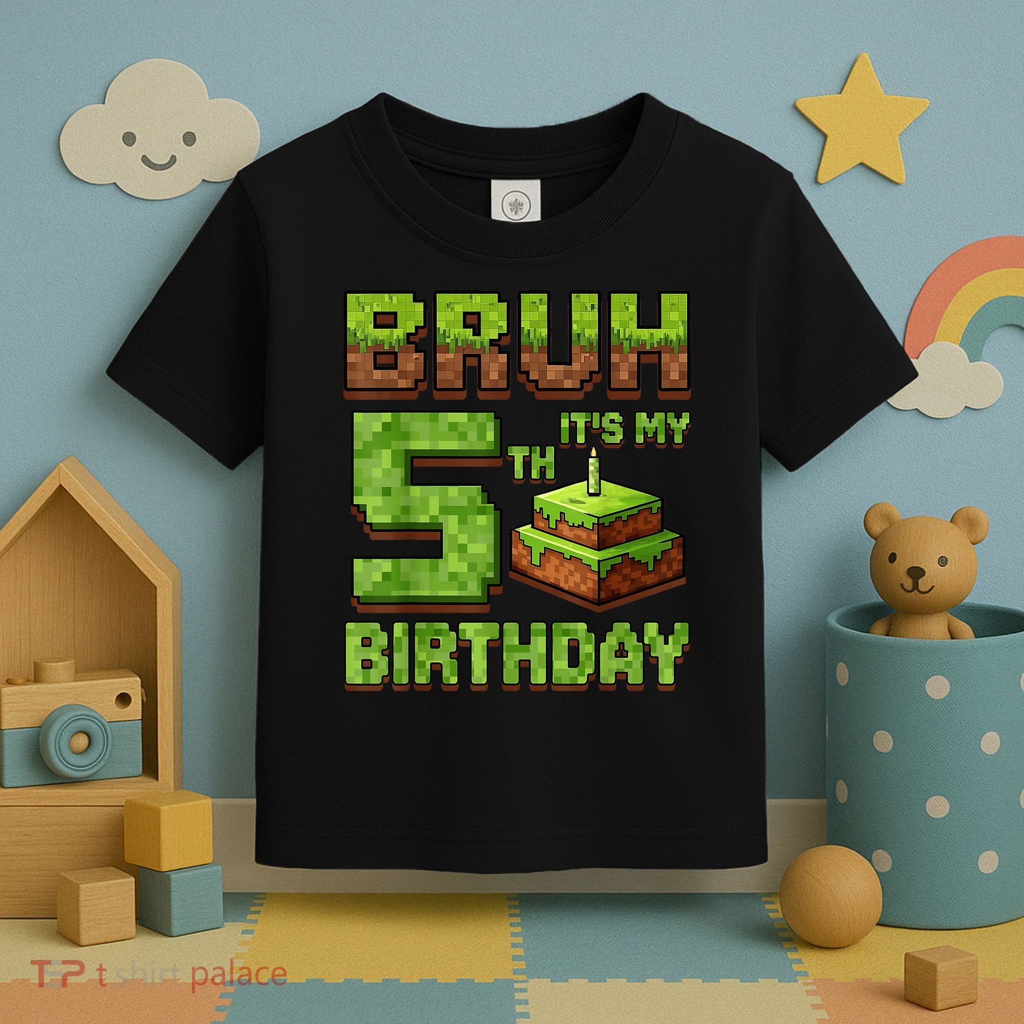 Birthday Boy Bruh It'S My 5th Birthday Game Pixel Toddler T-Shirt